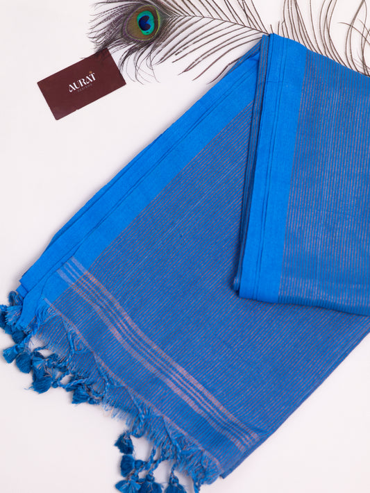 Golden zari stripe khadi cotton saree-S171