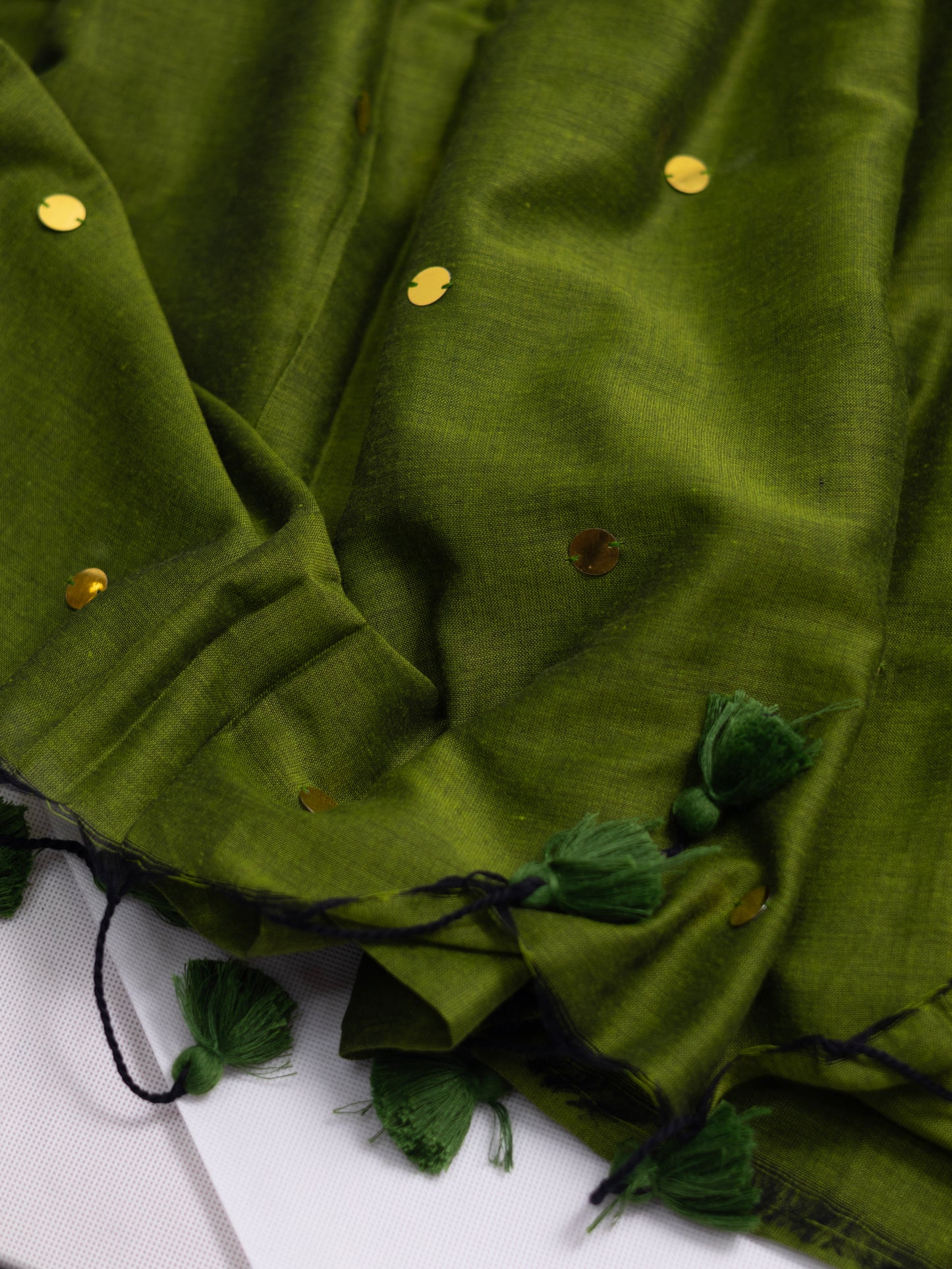 Green Khadi gini cotton saree-S228