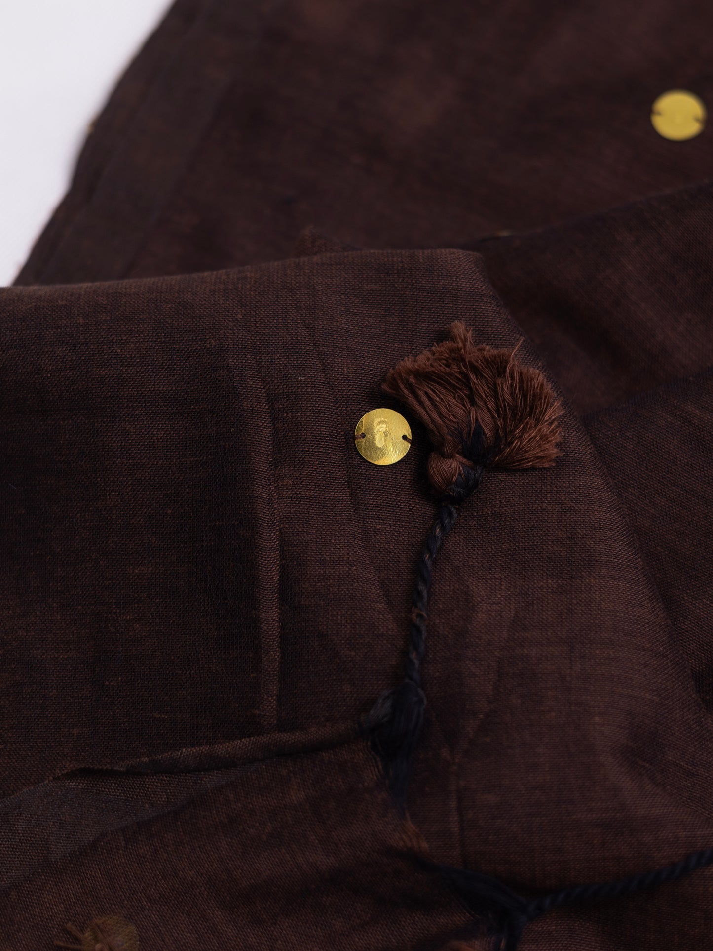 Chocolate brown Khadi gini cotton saree-S122