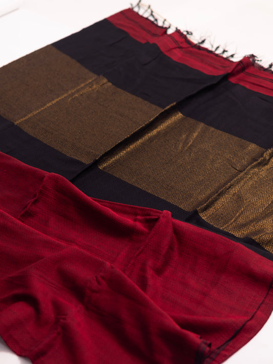 Maroon and black combination cotton saree- S119