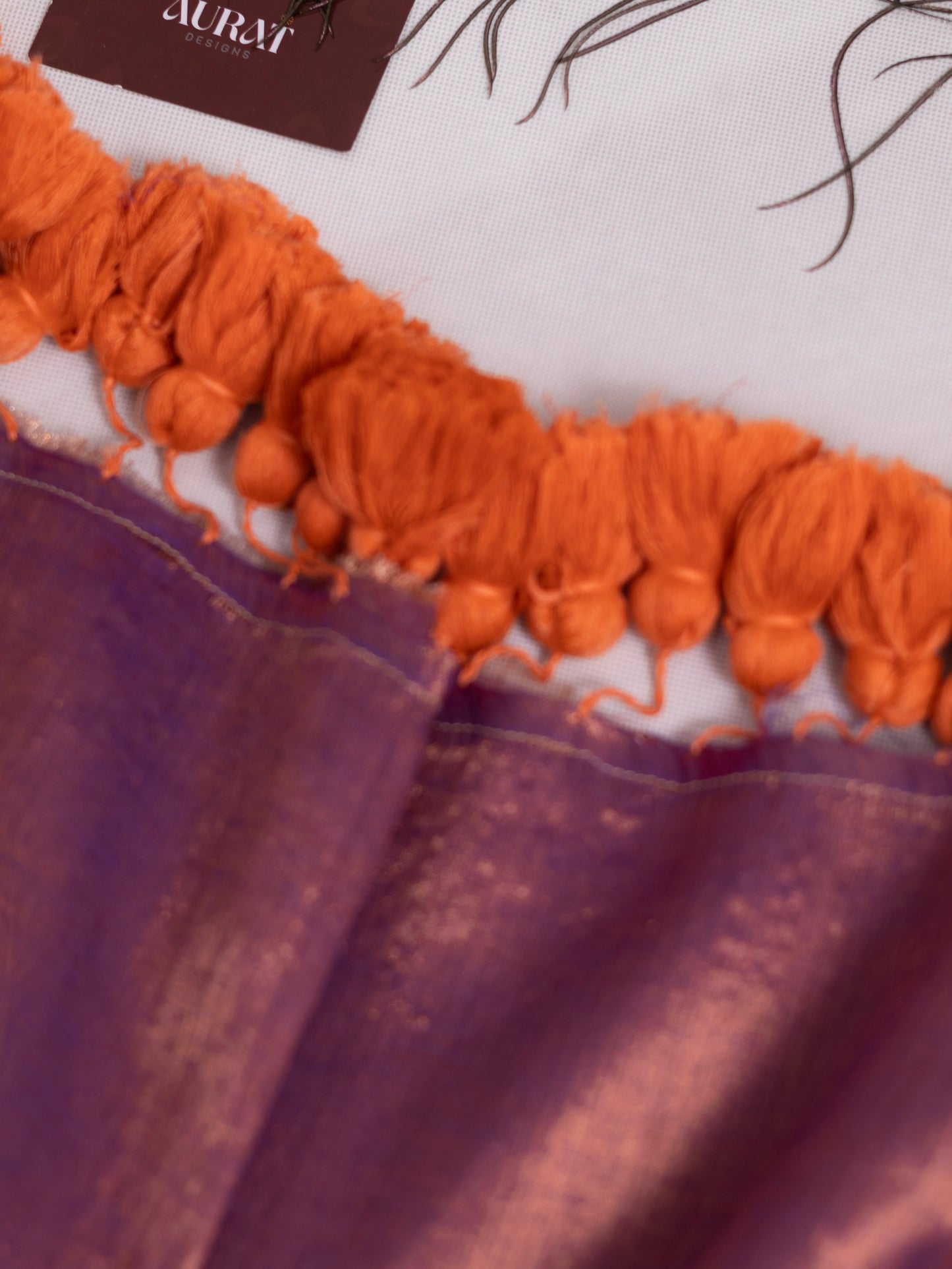 Golden & lavender combination tissue saree - S210