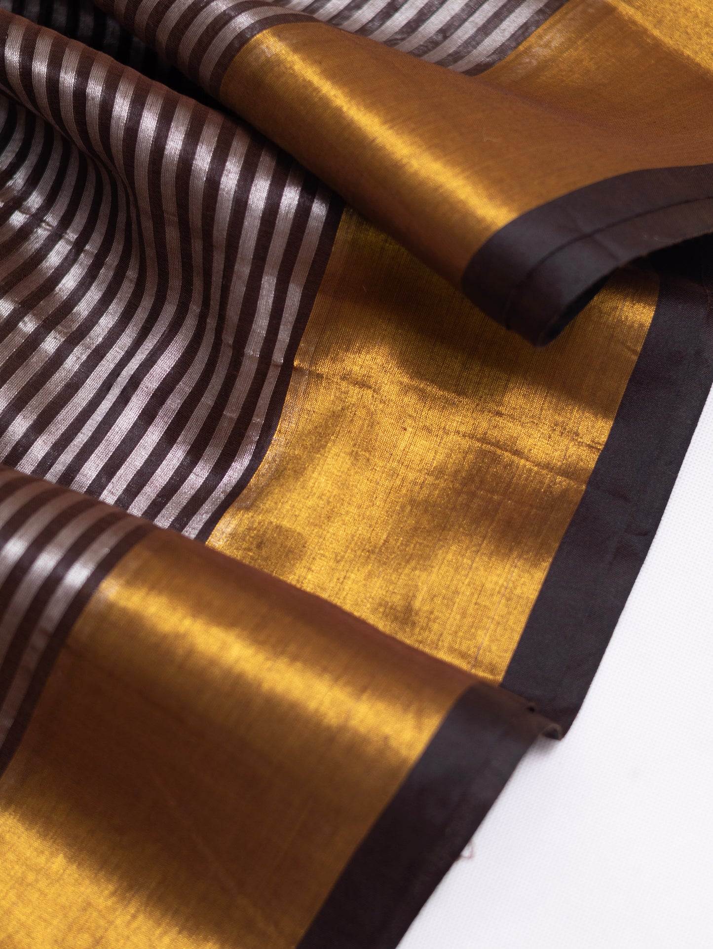 Black zari stripe tissue saree-S211