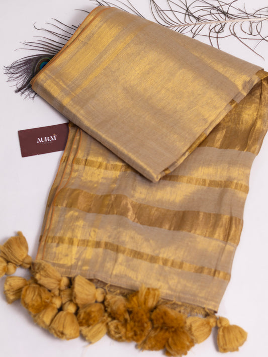 Golden Linen tissue saree -S185