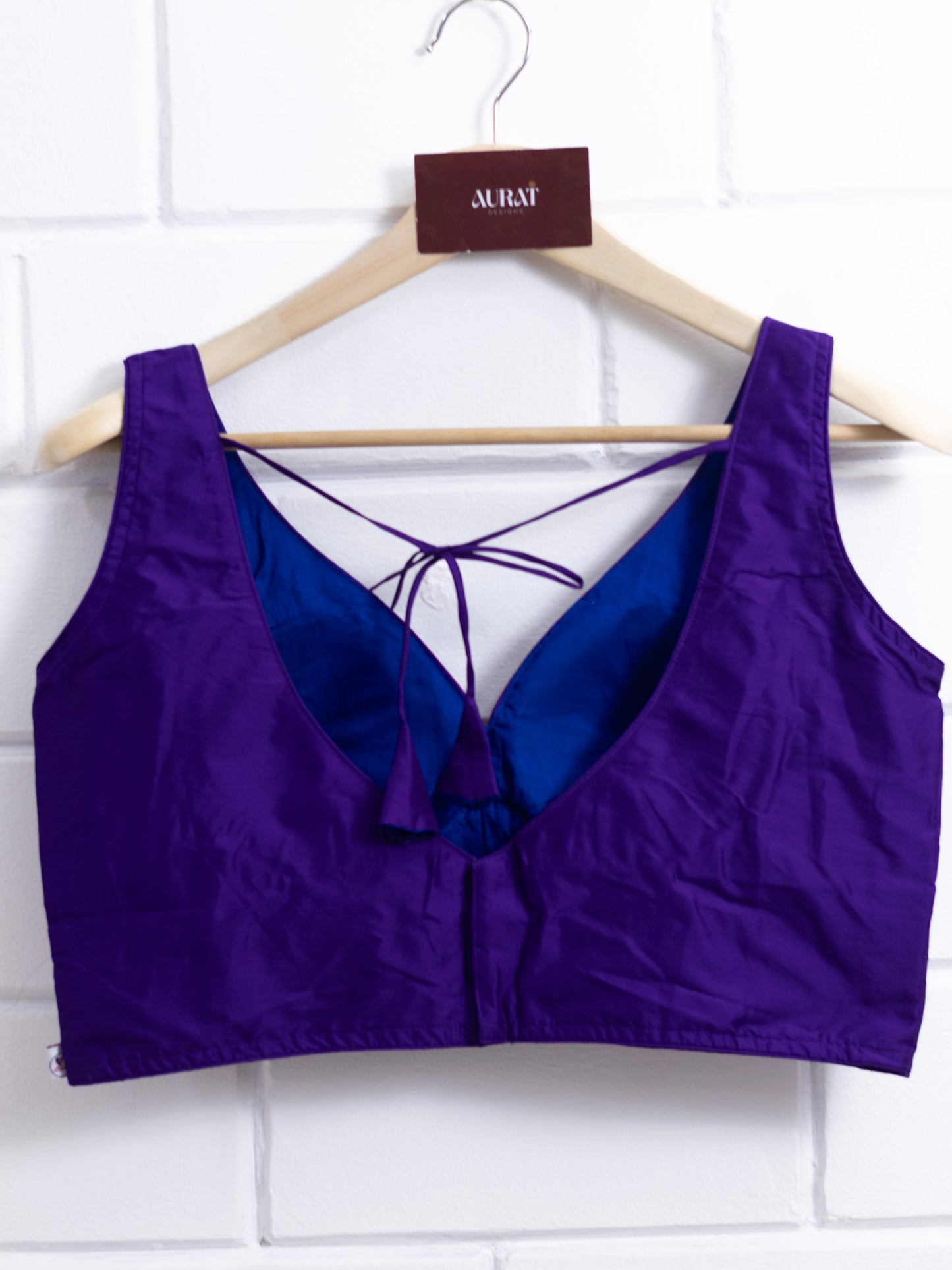 Semi silk sleeveless plain blouse for sarees -Dark purple- B108