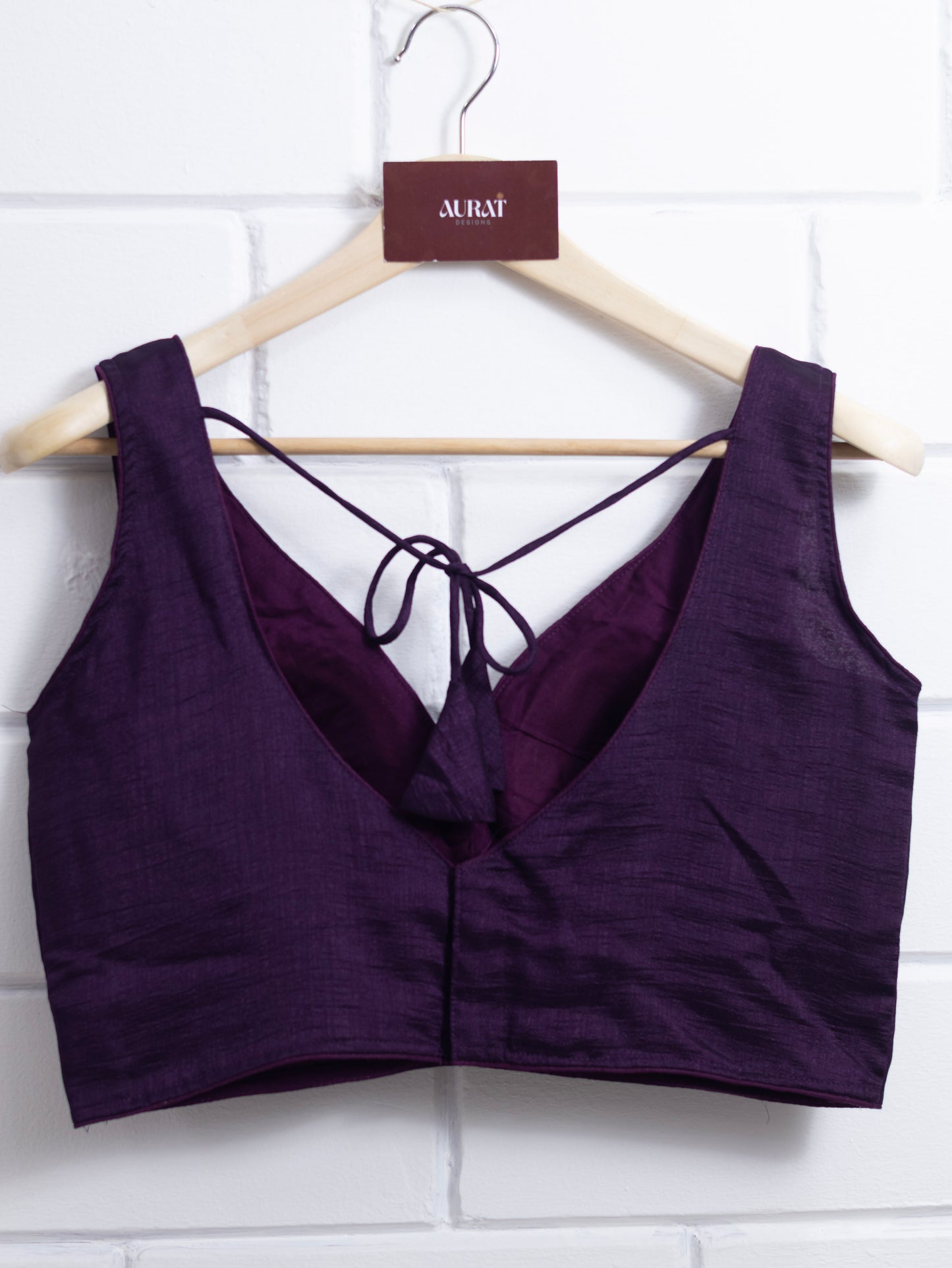 Semi silk sleeveless plain blouse for sarees - grape color-B117