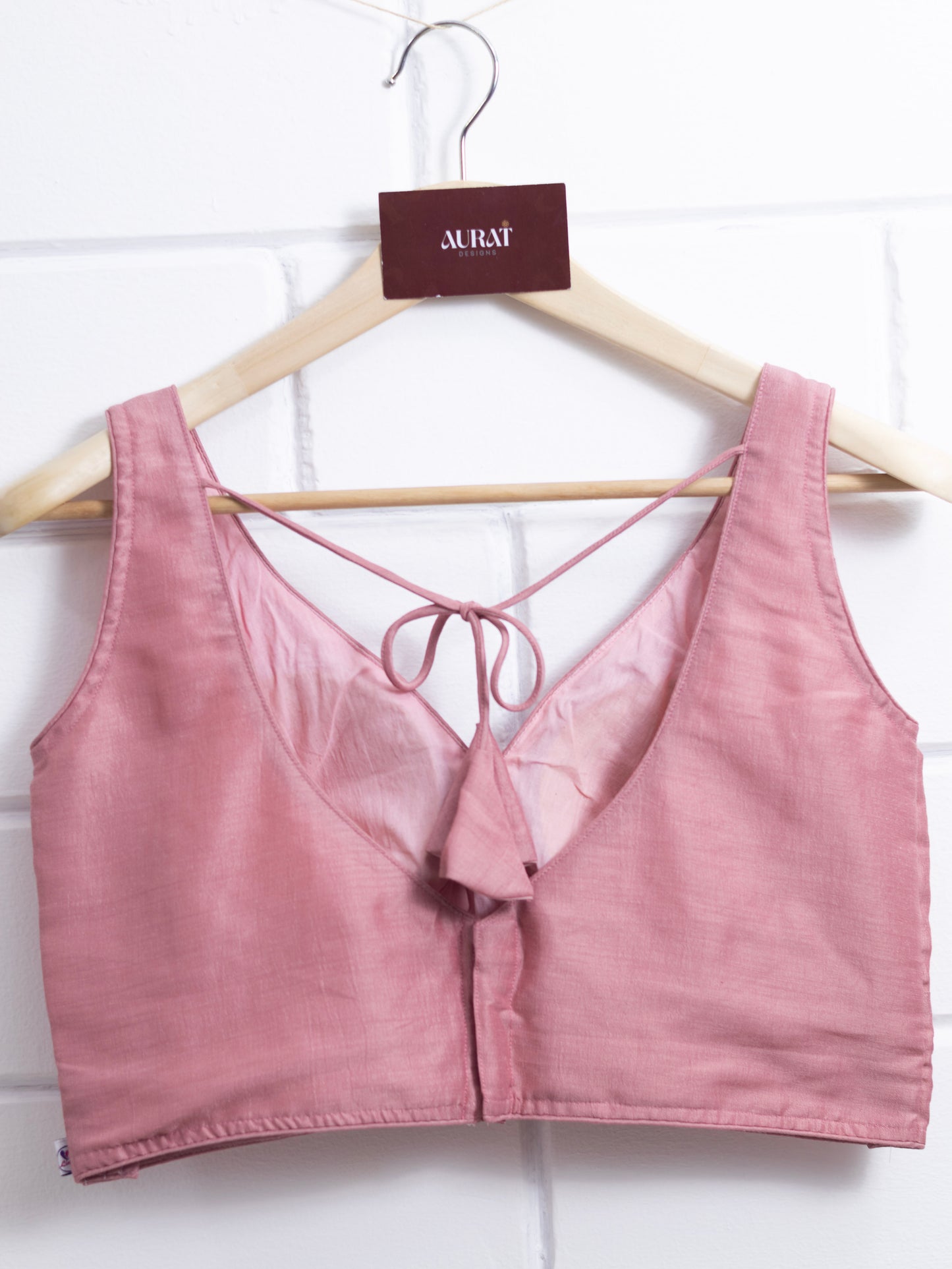 Semi silk sleeveless plain blouse for sarees - onion pink-B119