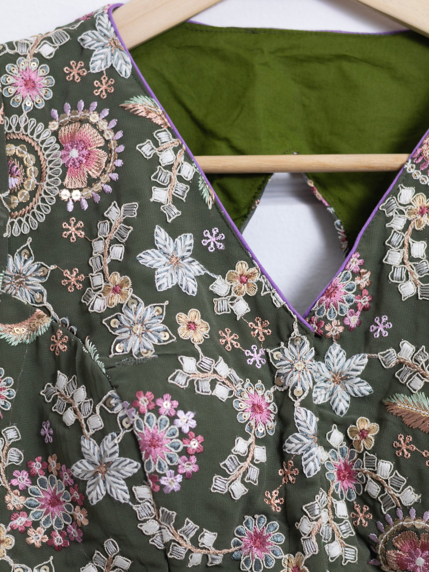 Silk designer blouse for sarees - green-B137