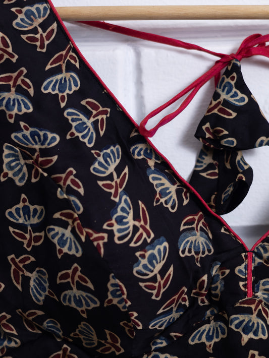 Modal silk ajrakh ready made blouse-B102