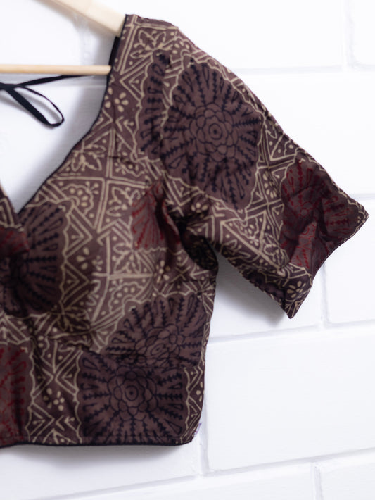 Modal silk ajrakh ready made blouse-B103