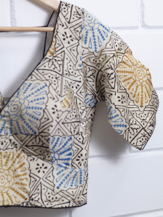 Modal silk ajrakh ready made blouse-B104