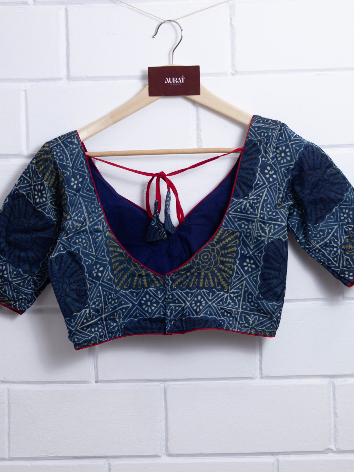 Modal silk ajrakh ready made blouse-B100