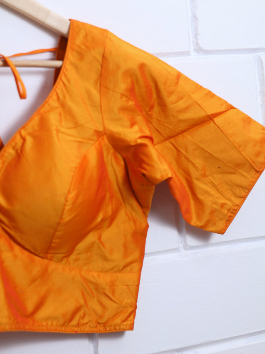 Semi silk plain blouse for sarees -dark yellow-B130
