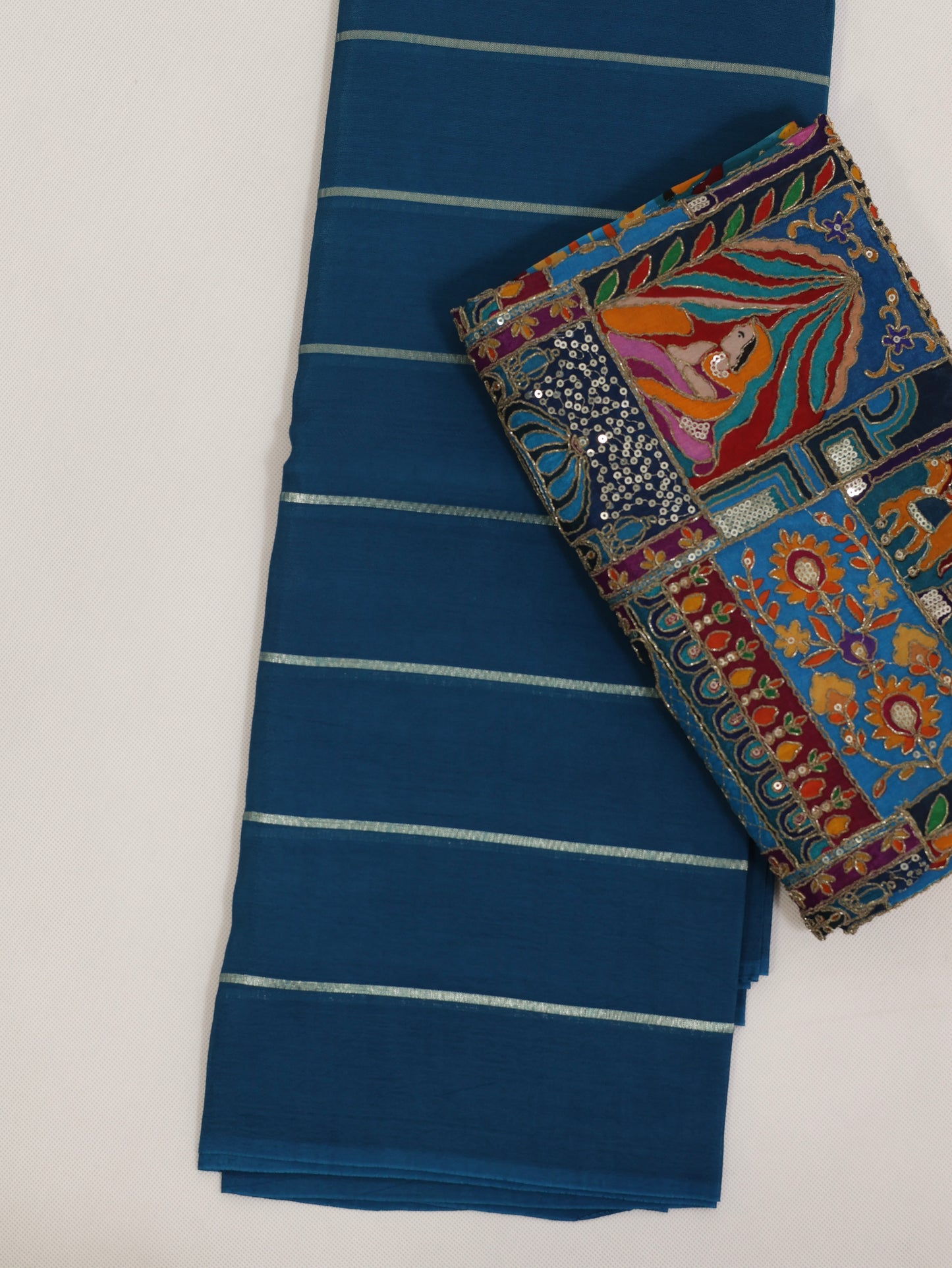 Classic Whisper – Dark blue Soft organza Silk Saree & Designer Blouse