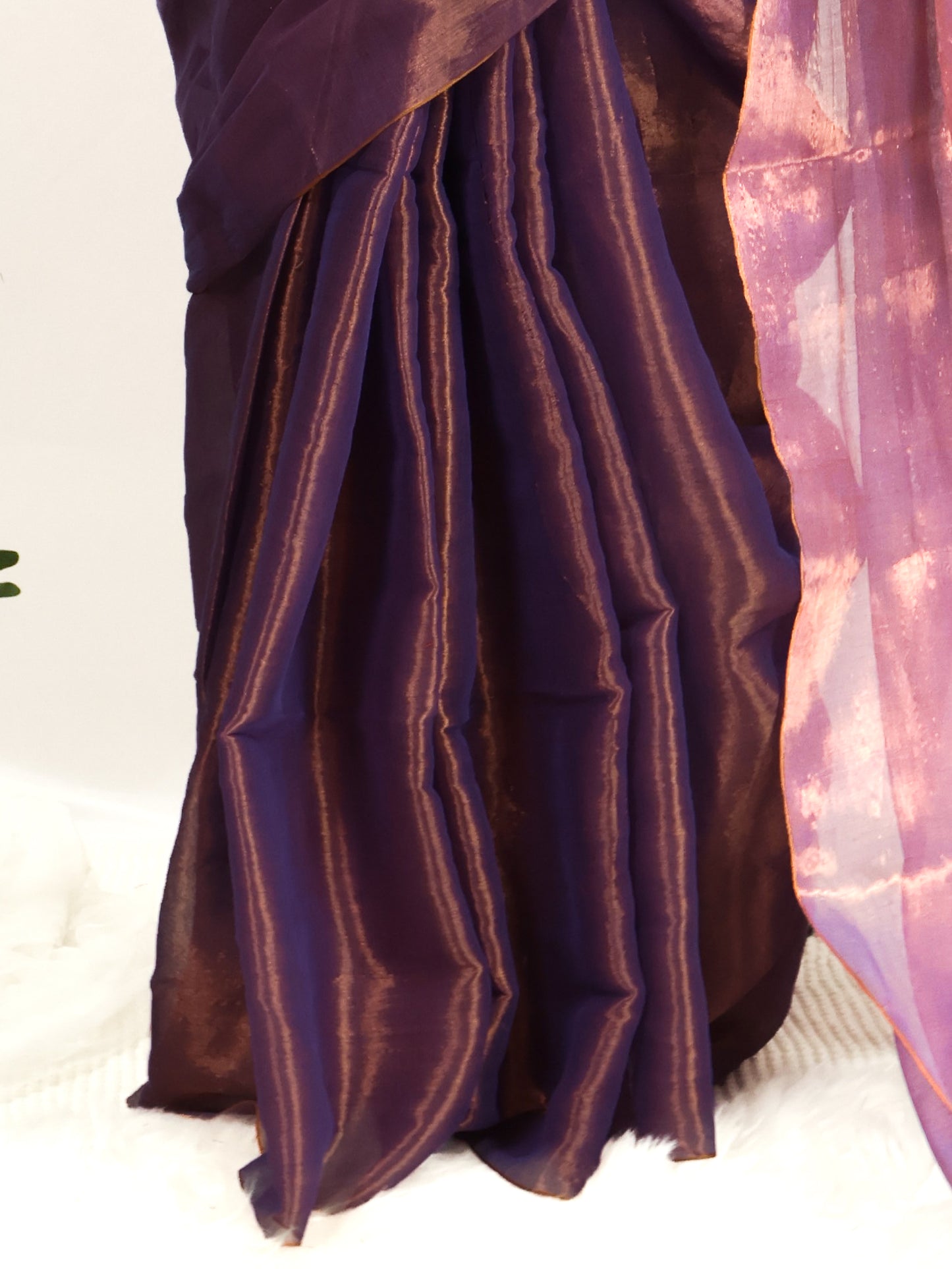 Golden & lavender combination tissue saree - S210