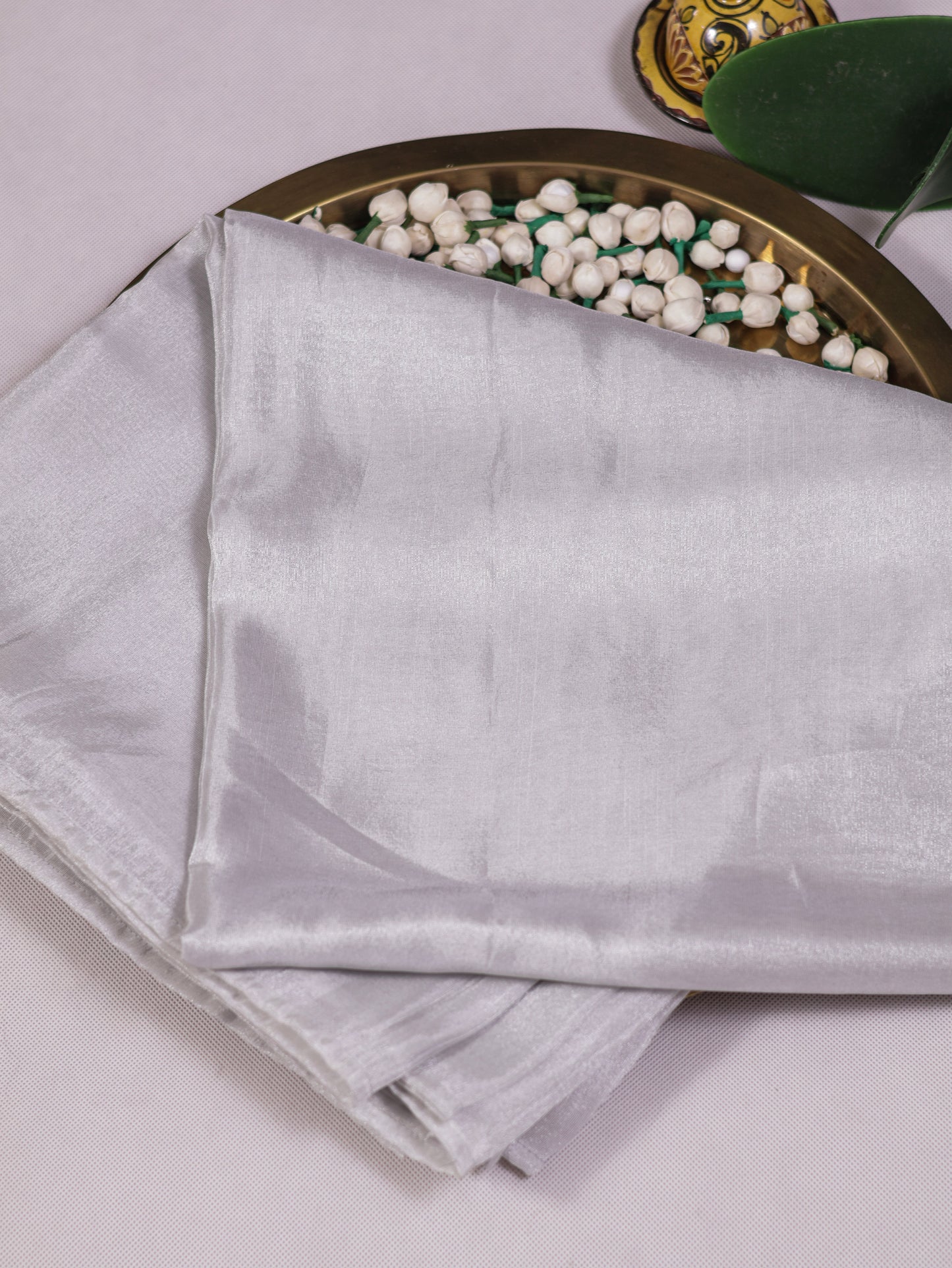 Moonlit Silver Tissue Saree with brocade blouse