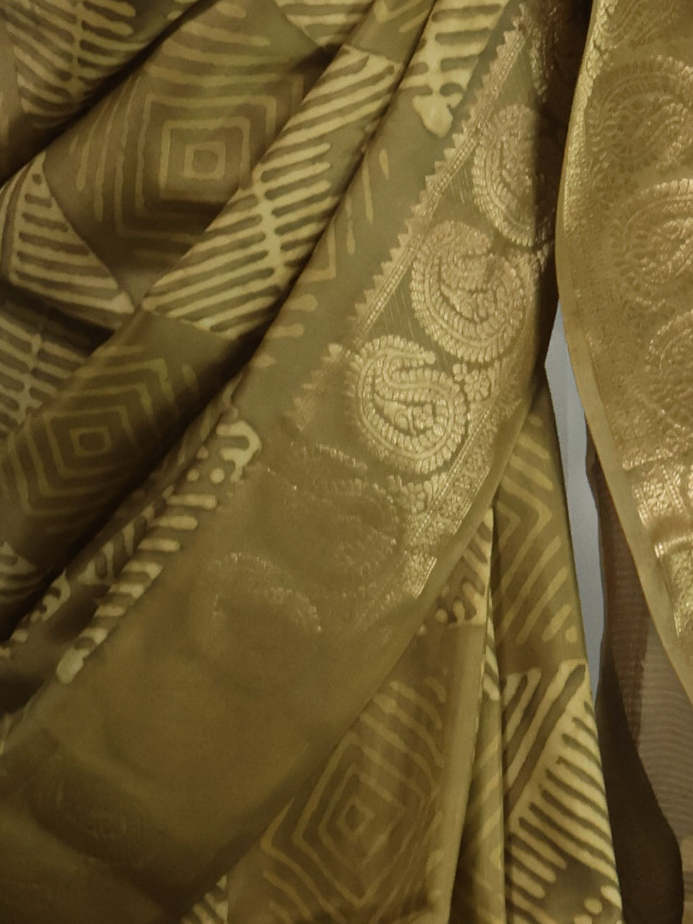 Russian silk bagru/dabu printed silk saree-S164