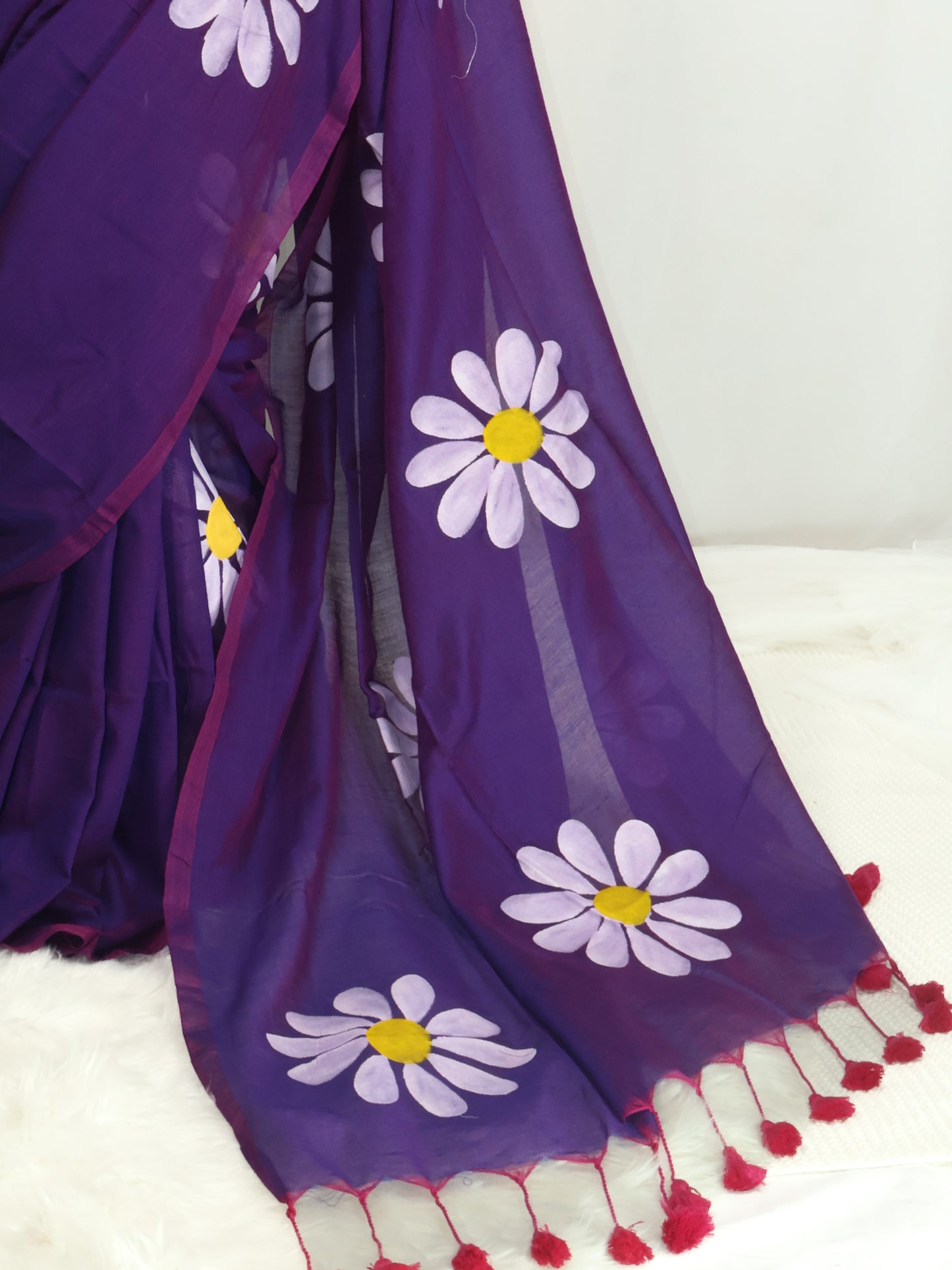 Handpainted khadi cotton saree-S177
