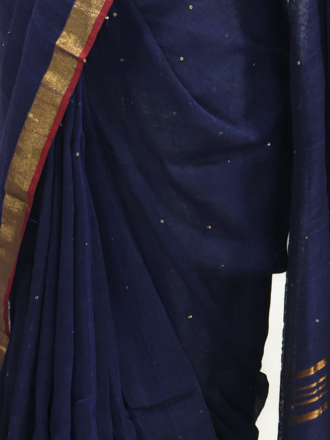 Royal blue sequence pure linen saree-S219