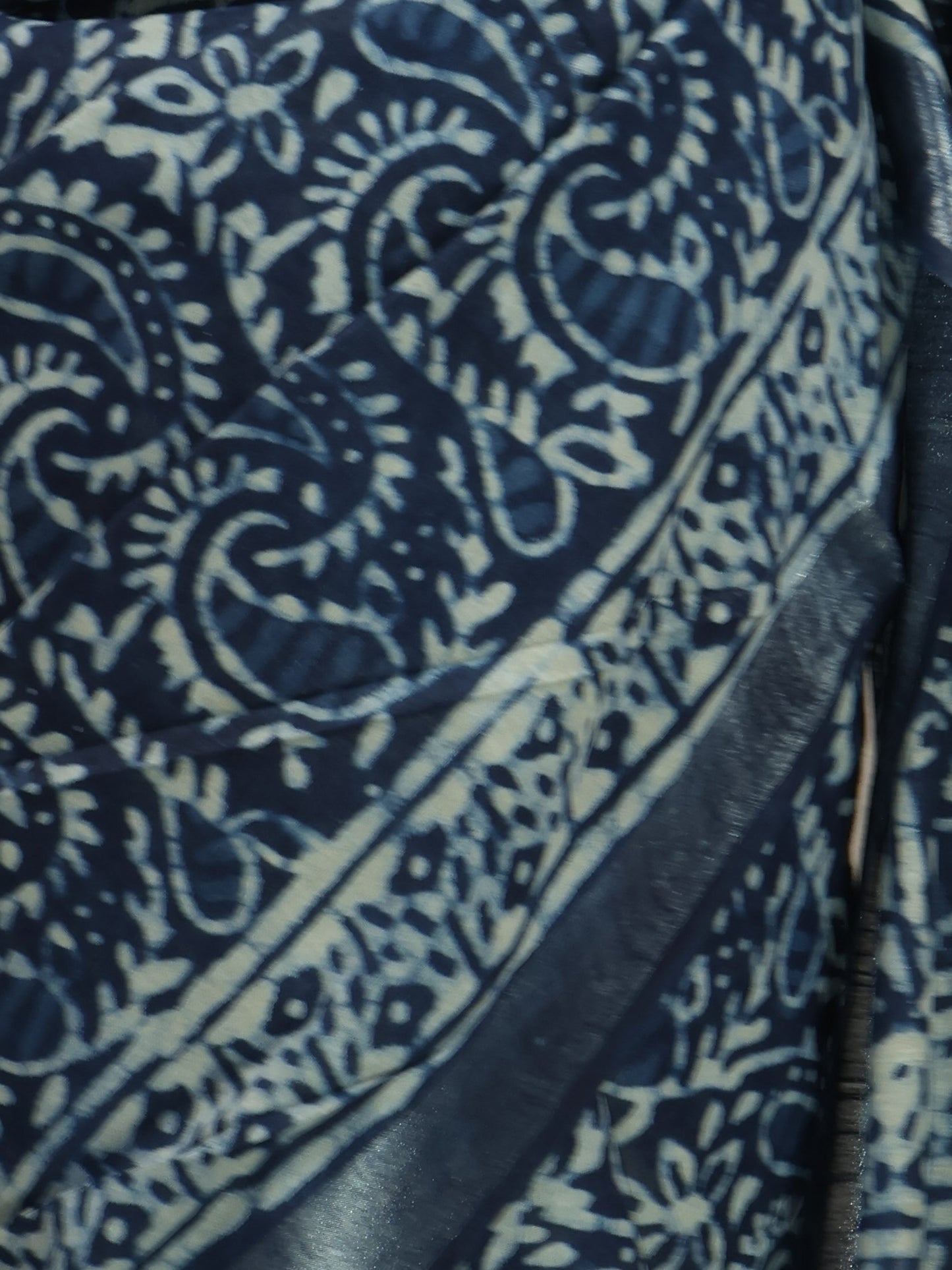 Bagru/dabu printed Linen-cotton saree-S152(A)