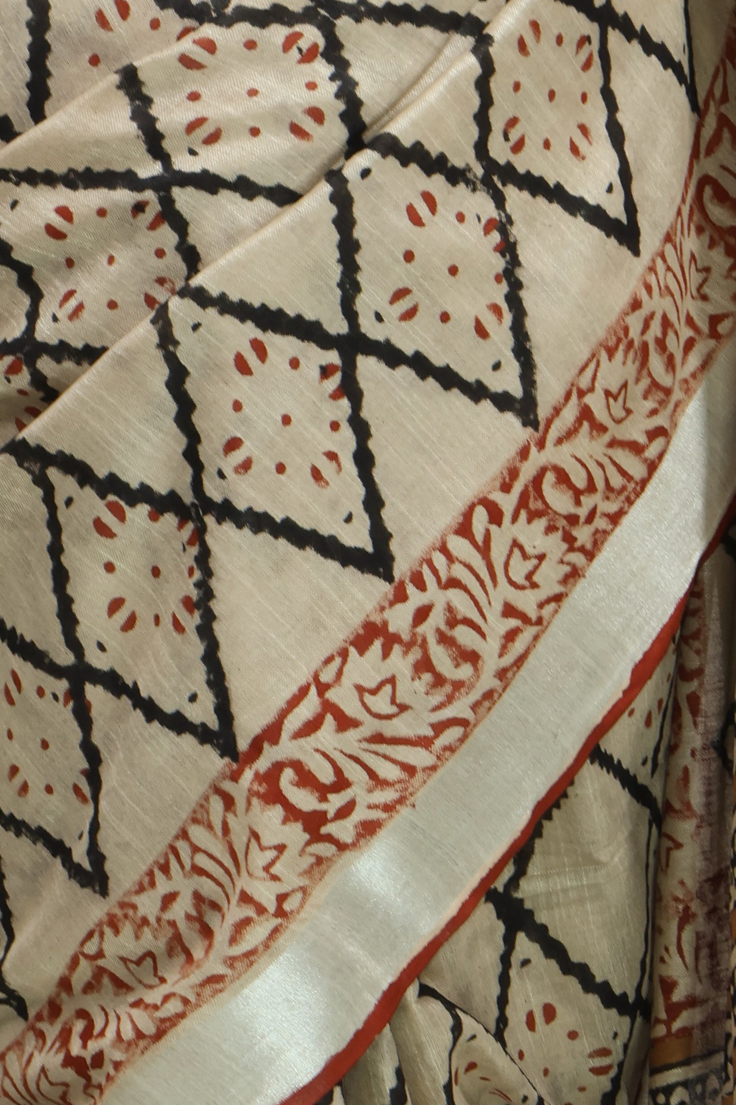 Bagru/dabu printed Linen-cotton saree-S151(A)
