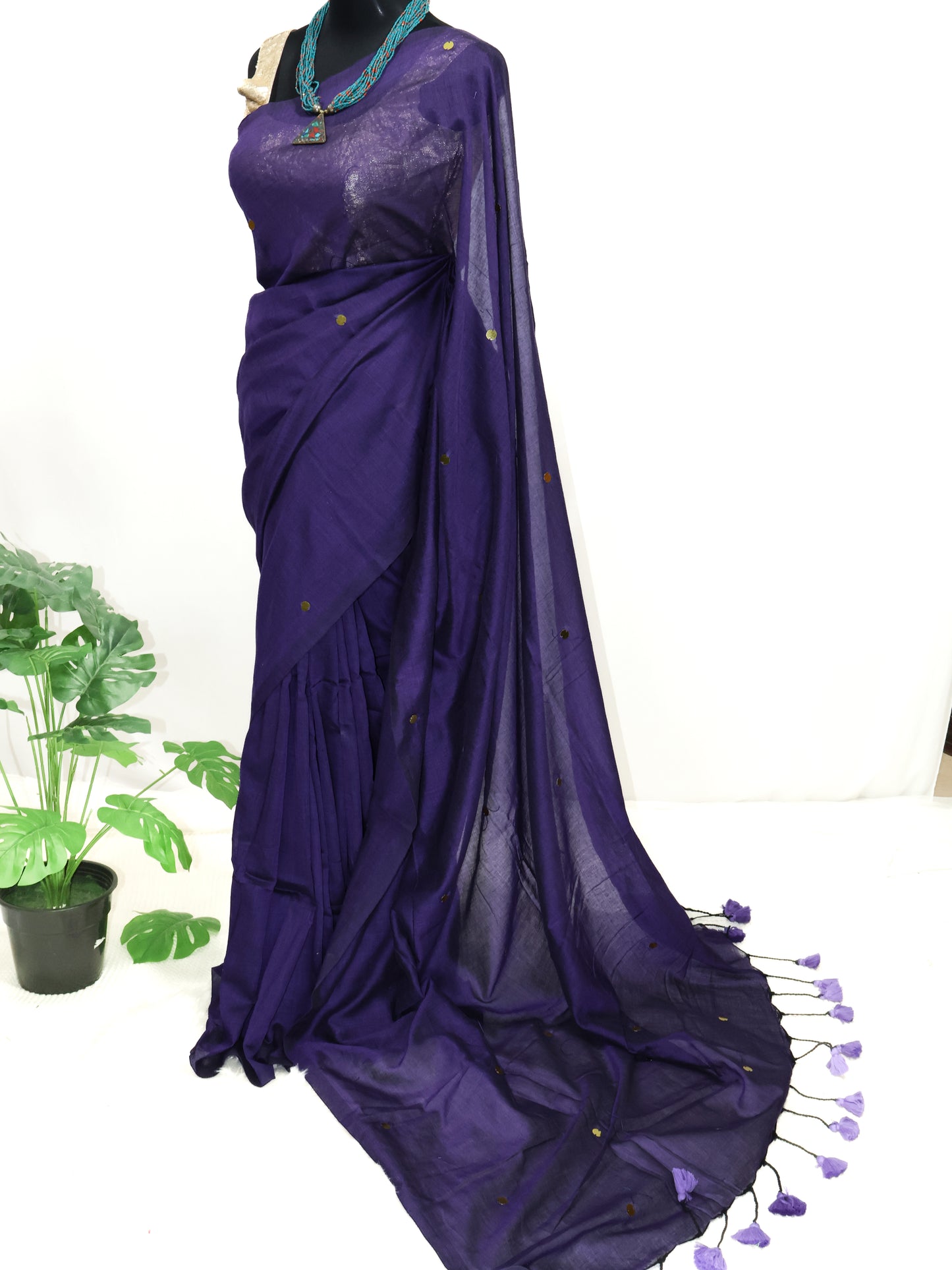 Violet Khadi gini cotton saree-S120