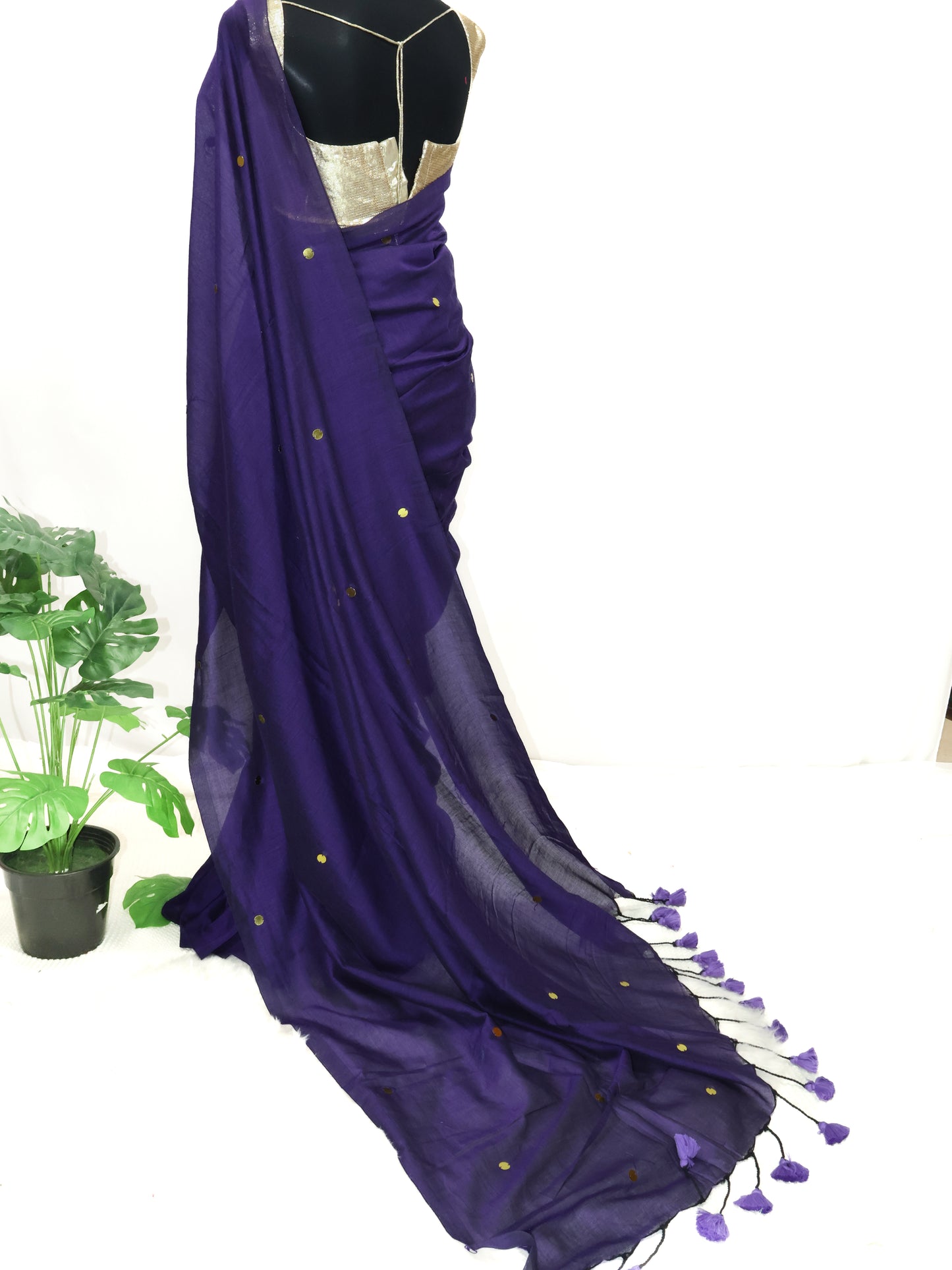 Violet Khadi gini cotton saree-S120