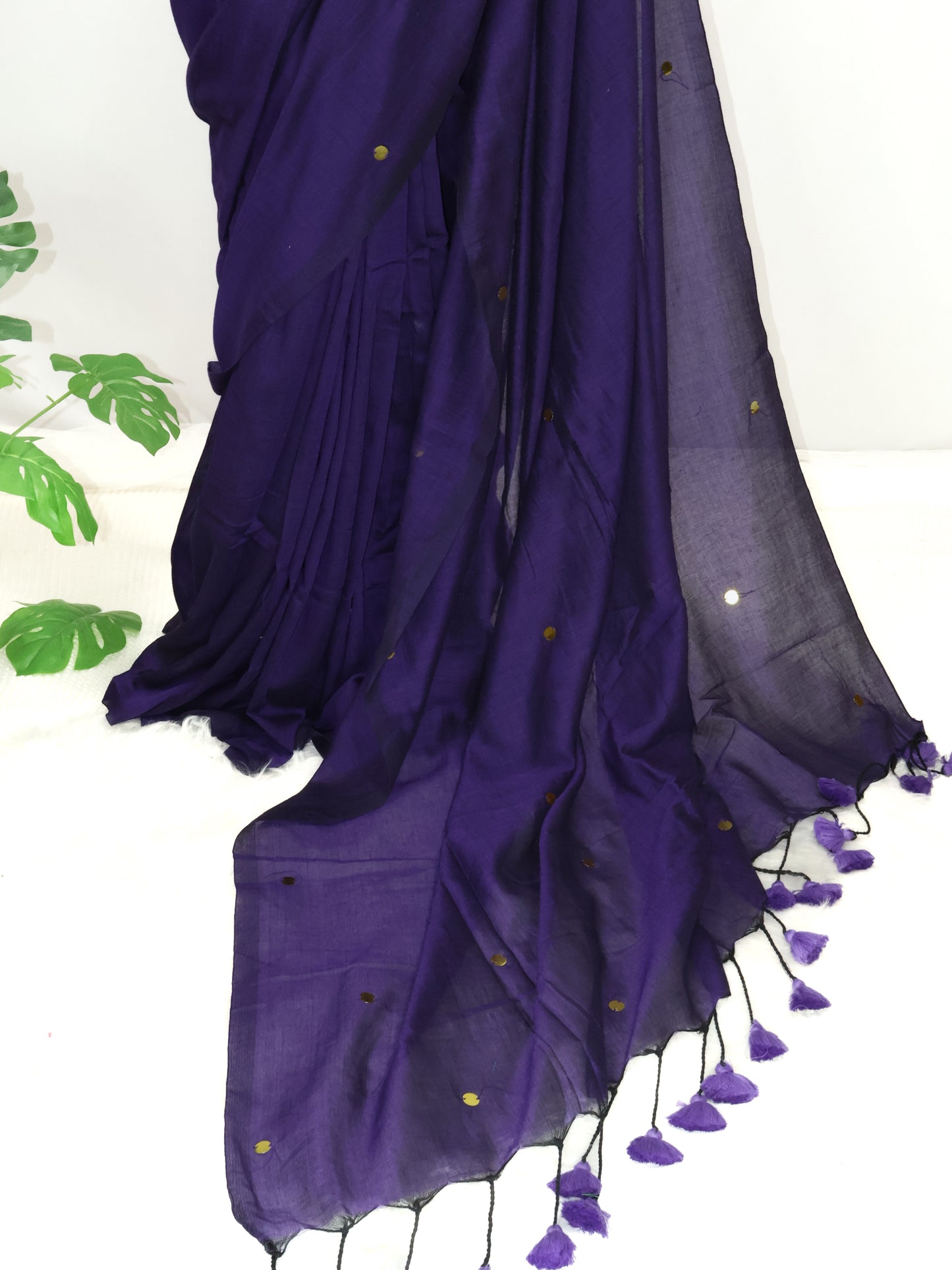Violet Khadi gini cotton saree-S120