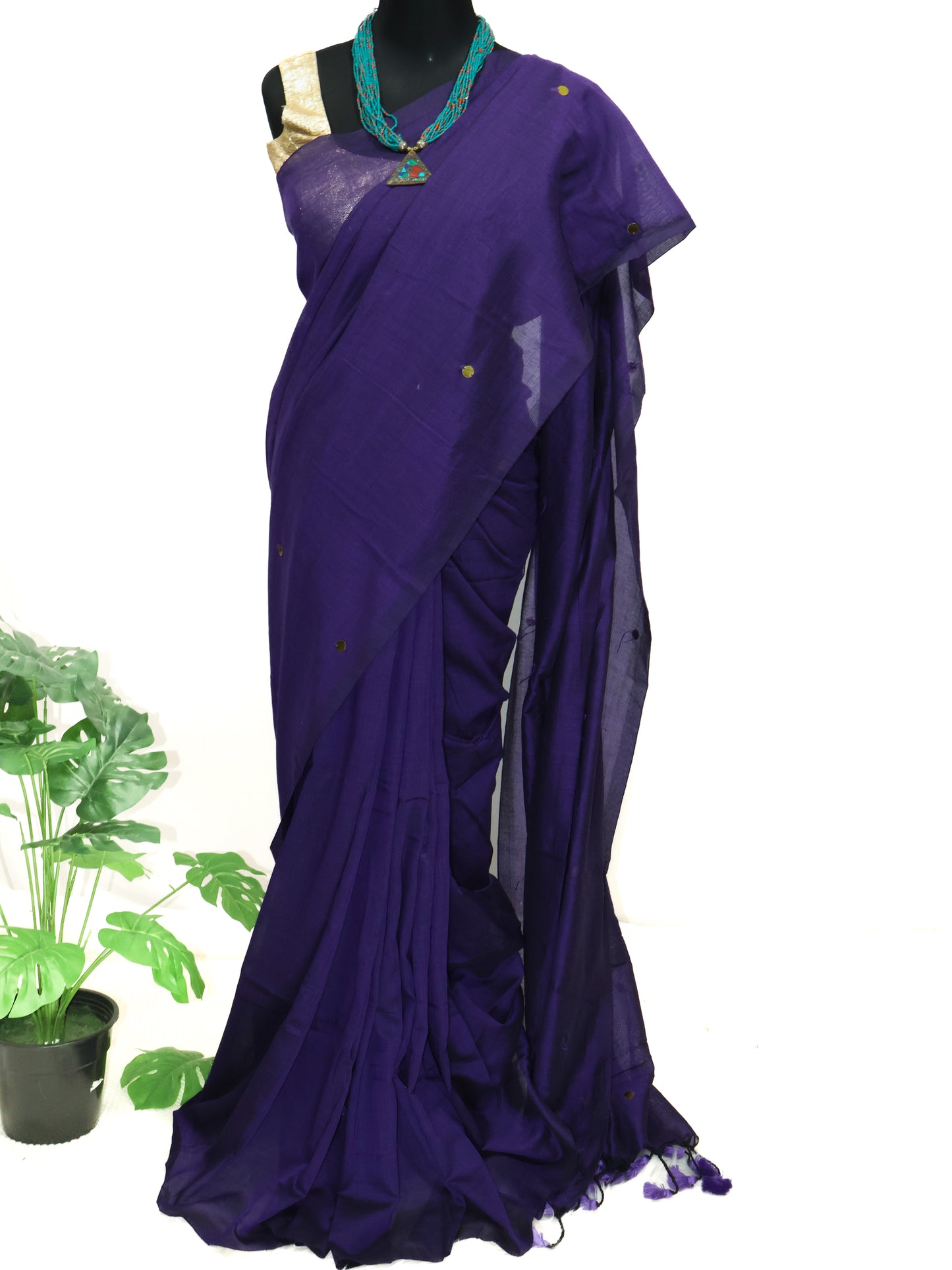 Violet Khadi gini cotton saree-S120