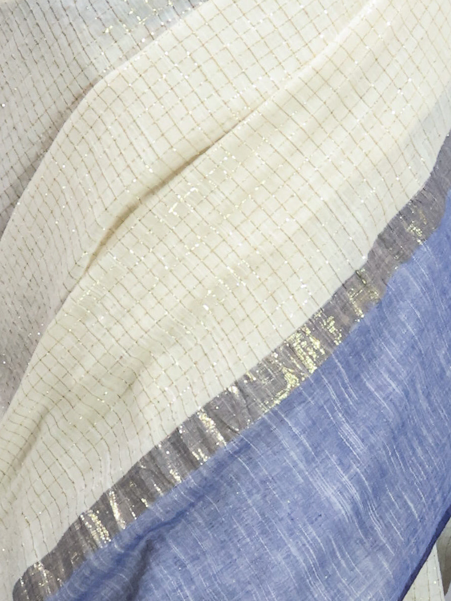 Light blue handloom cotton saree-S117