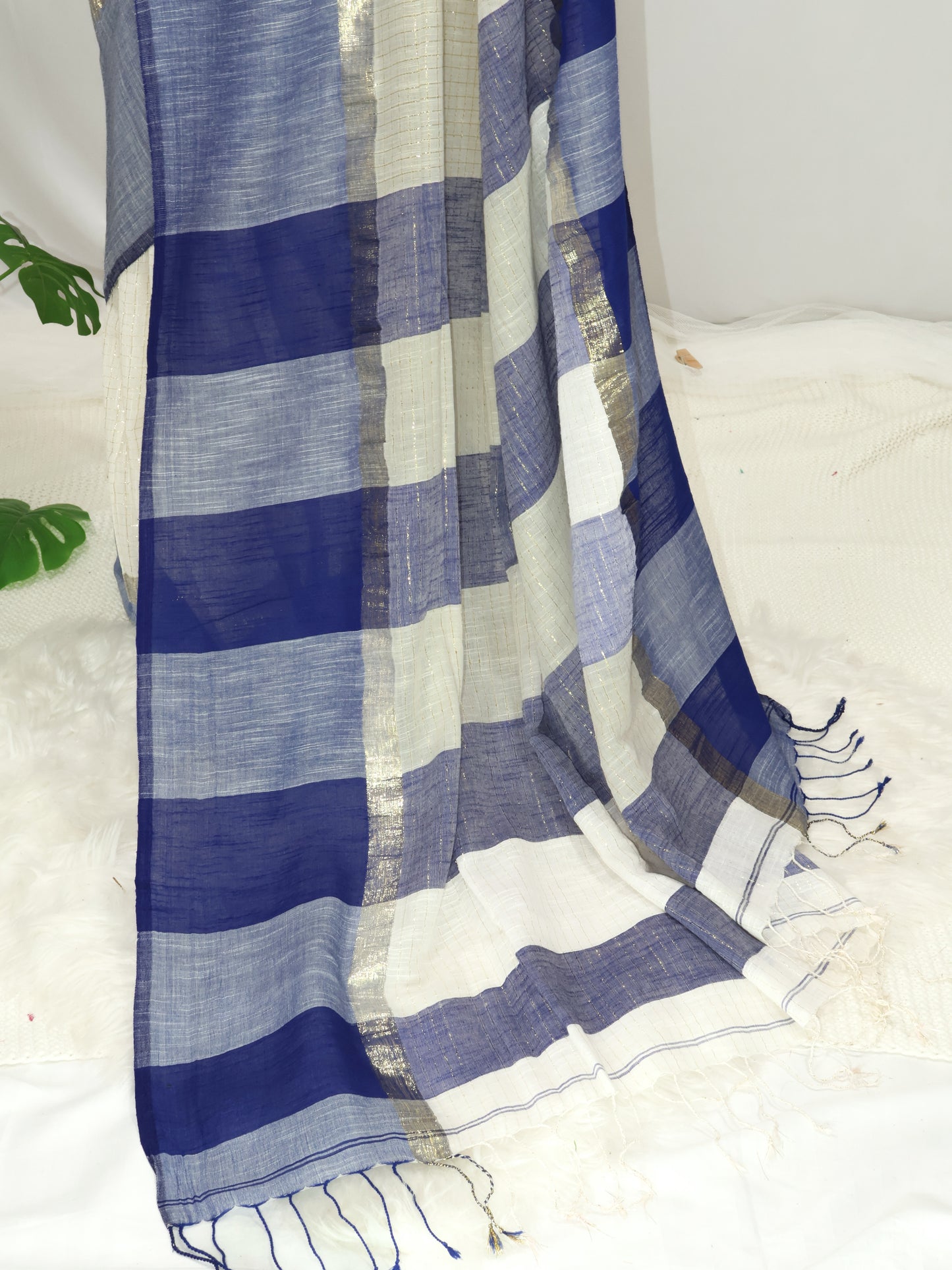 Light blue handloom cotton saree-S117