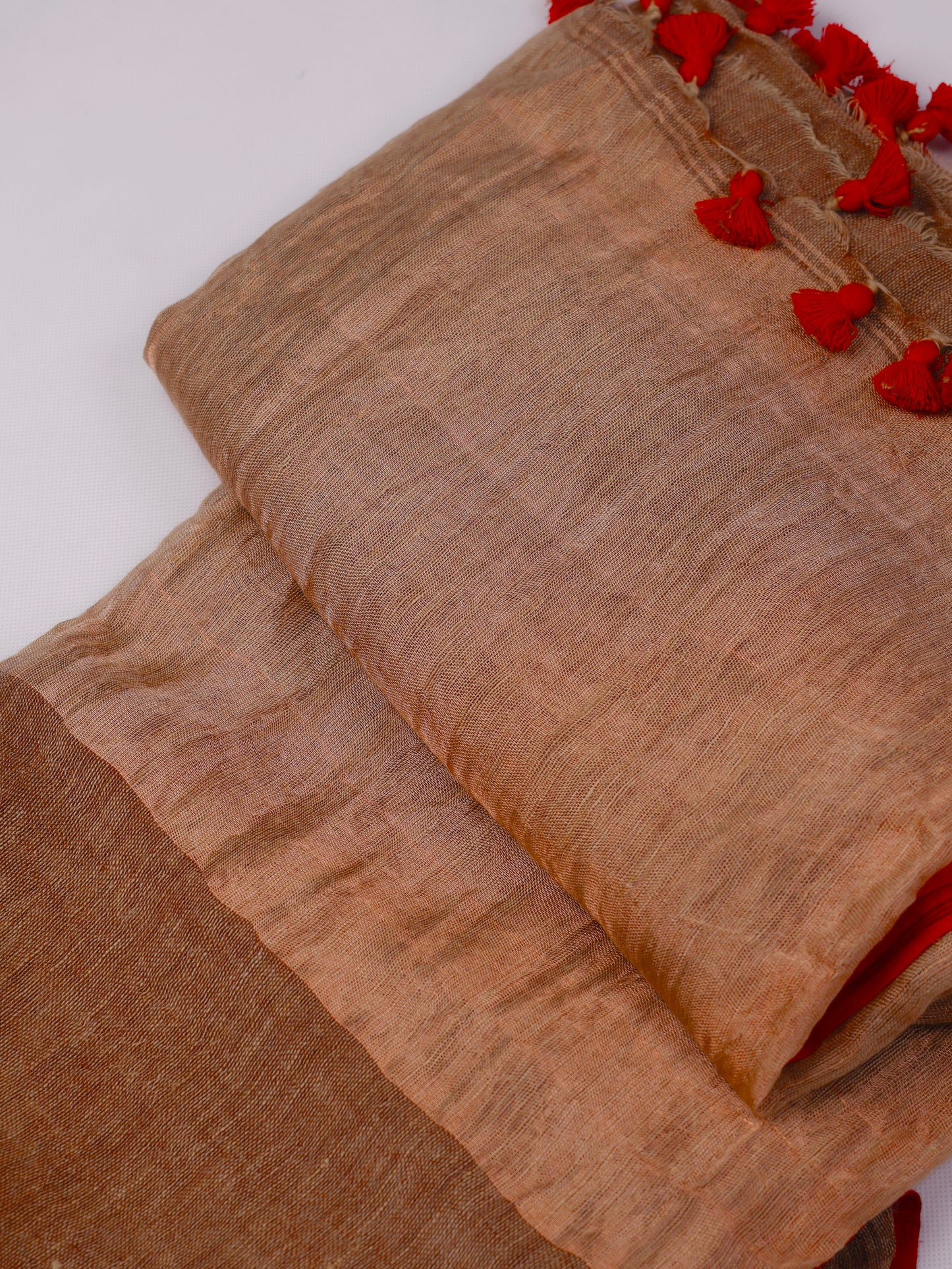Beige color pure linen saree-S192