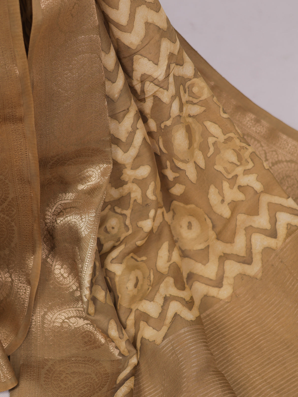 Russian silk bagru/dabu printed silk saree-S164