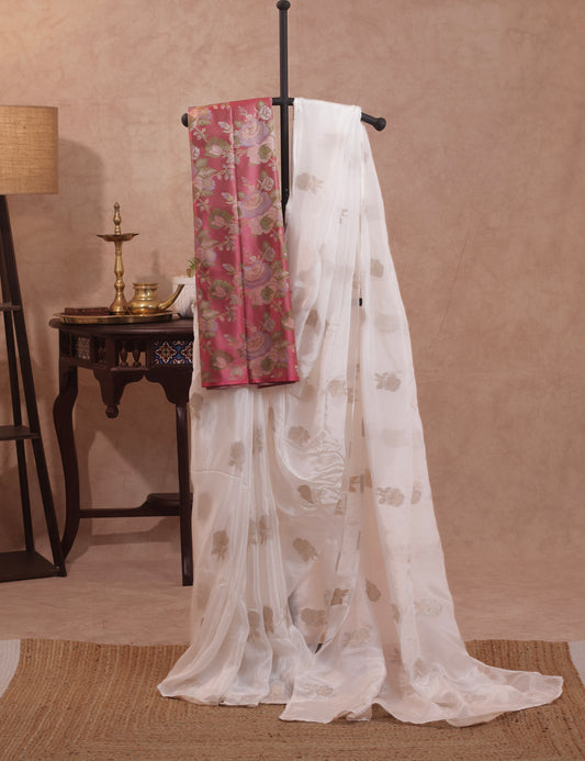 Ivory Rose - soft silk saree with brocade blouse