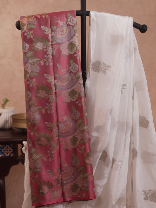 Ivory Rose - soft silk saree with brocade blouse