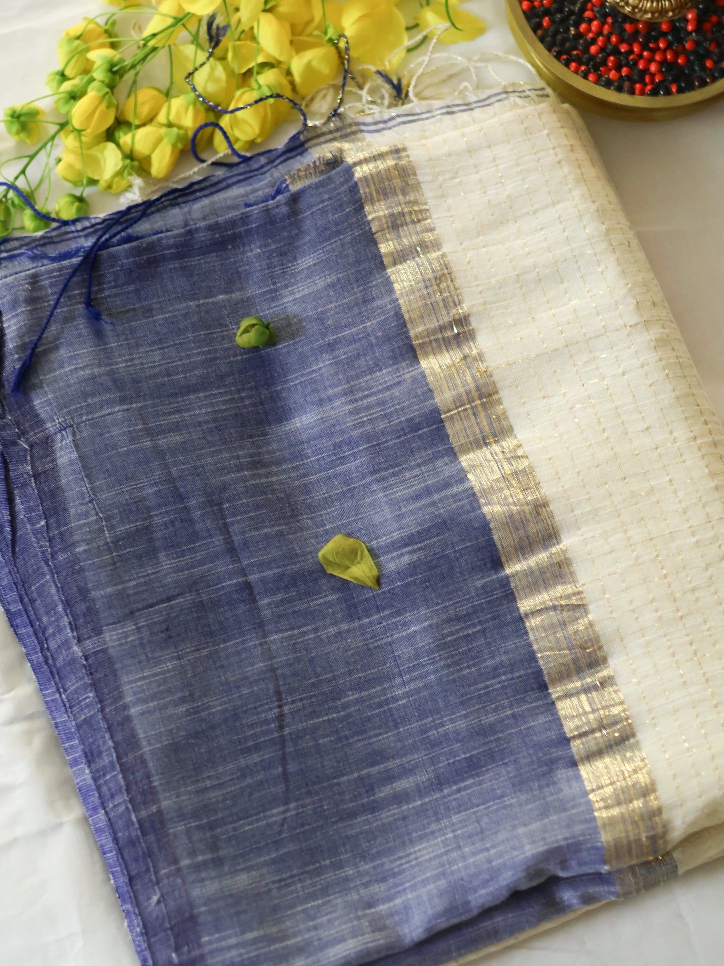 Light blue handloom cotton saree-S117