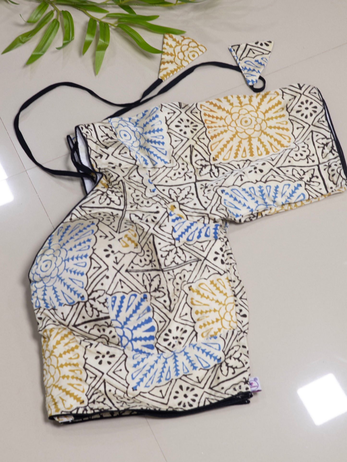 Modal silk  ajrakh ready made blouse-B104