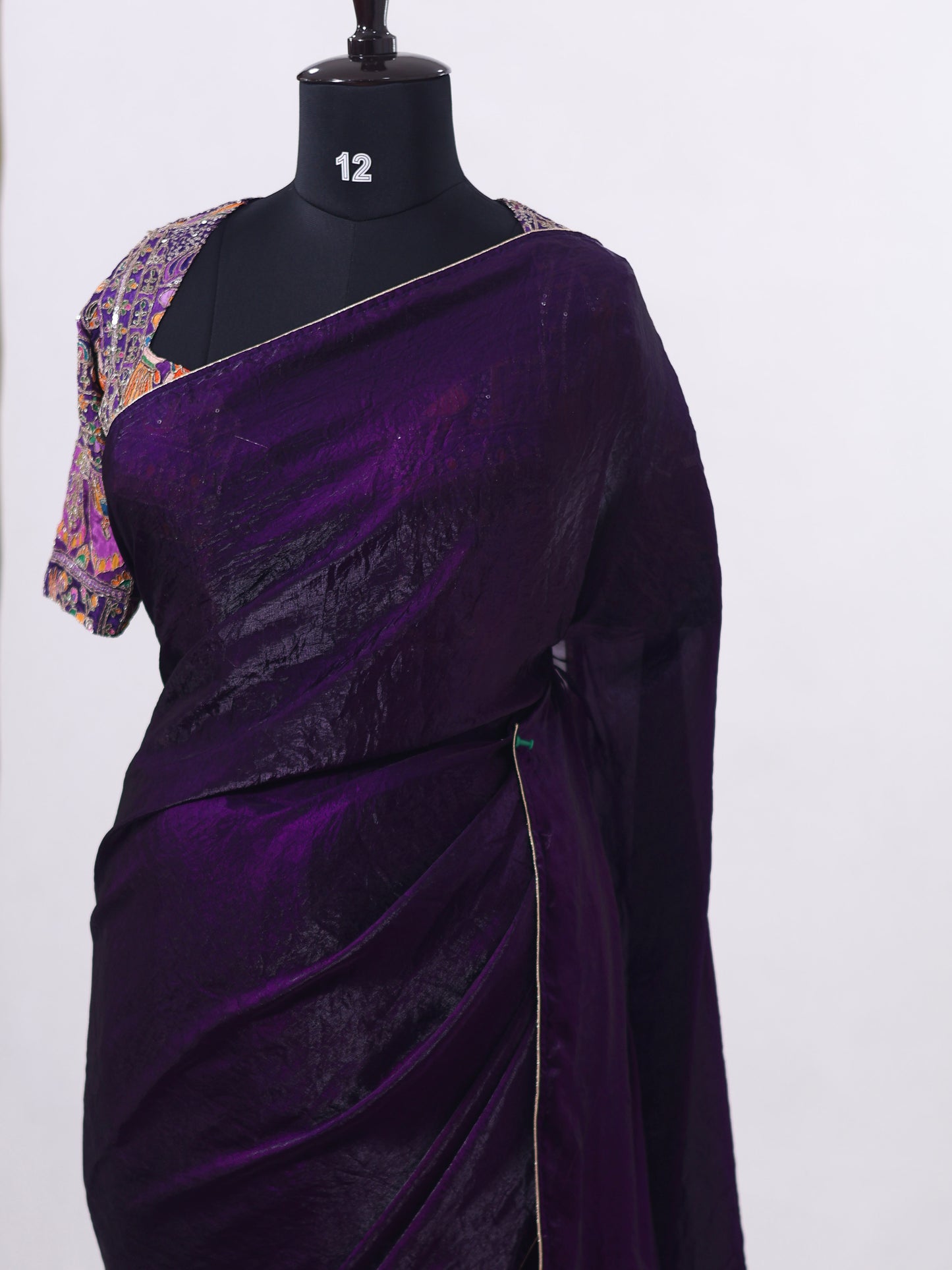 Classic Whisper – Dark purple Soft raha Silk Saree & Designer Blouse