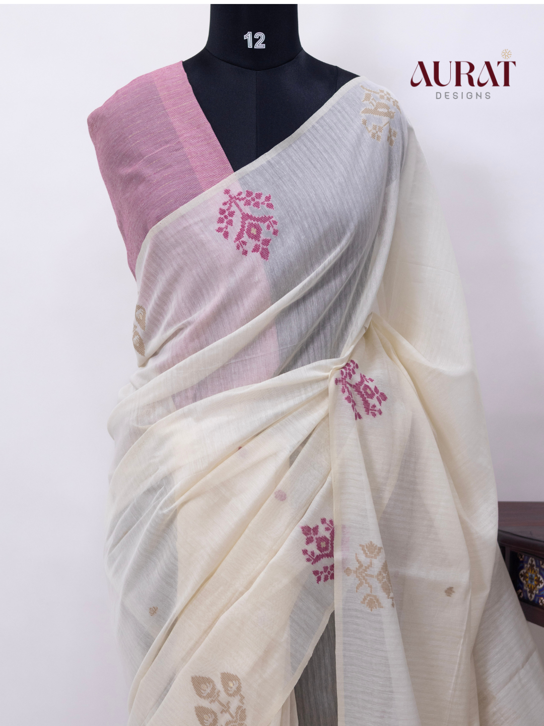 Cotton silk saree off white -S245(M)
