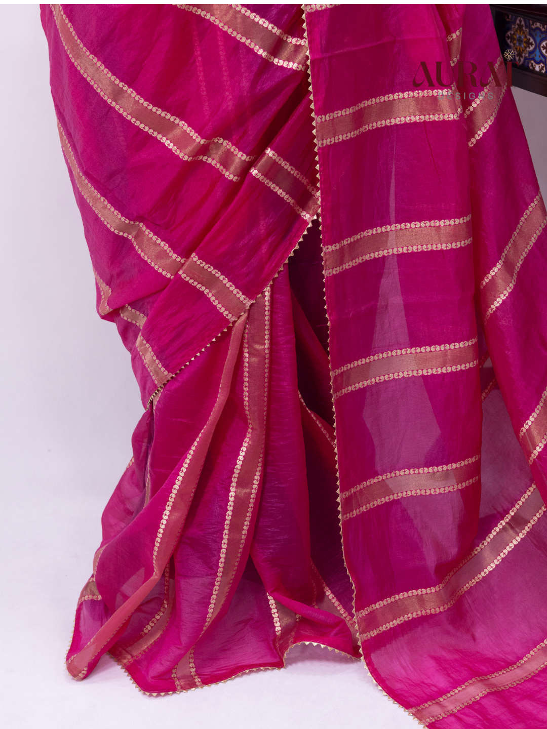 Organza viscose saree Rani pink-S242(RP)