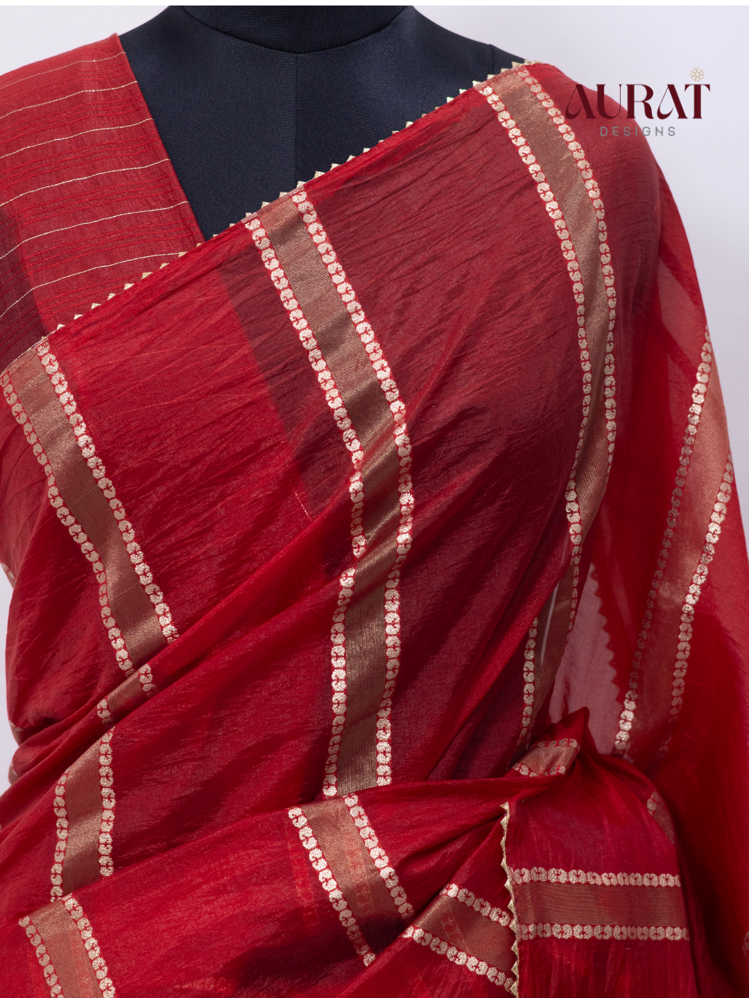 Organza viscose saree Red -S242(R)