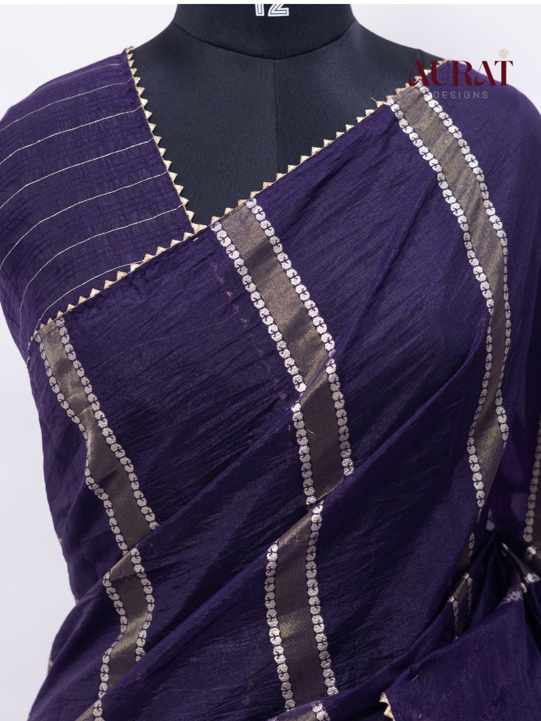 Organza viscose saree dark purple-S242(P)