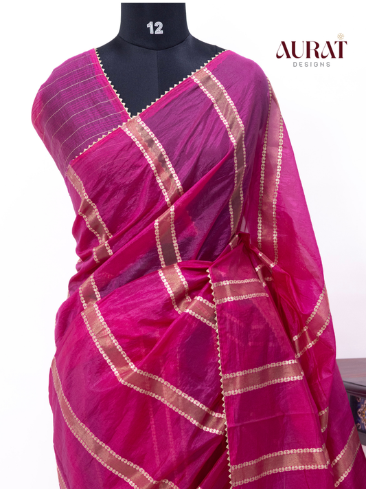 Organza viscose saree Rani pink-S242(RP)