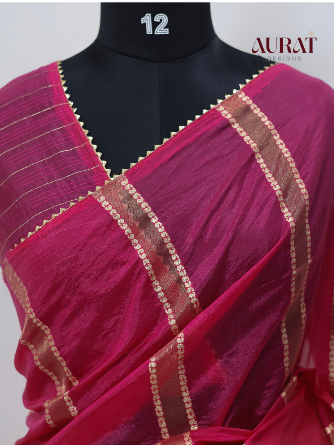 Organza viscose saree Rani pink-S242(RP)