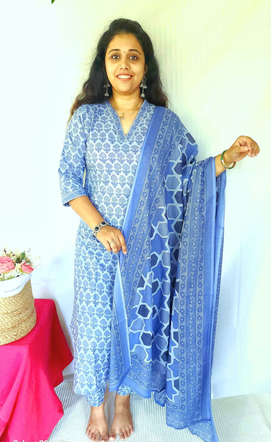 Light Blue cotton salwar suit