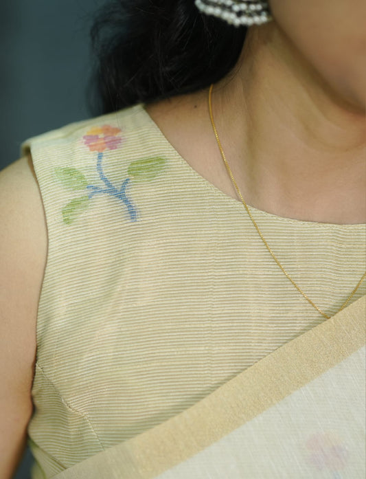 Cotton silk saree off white -S239