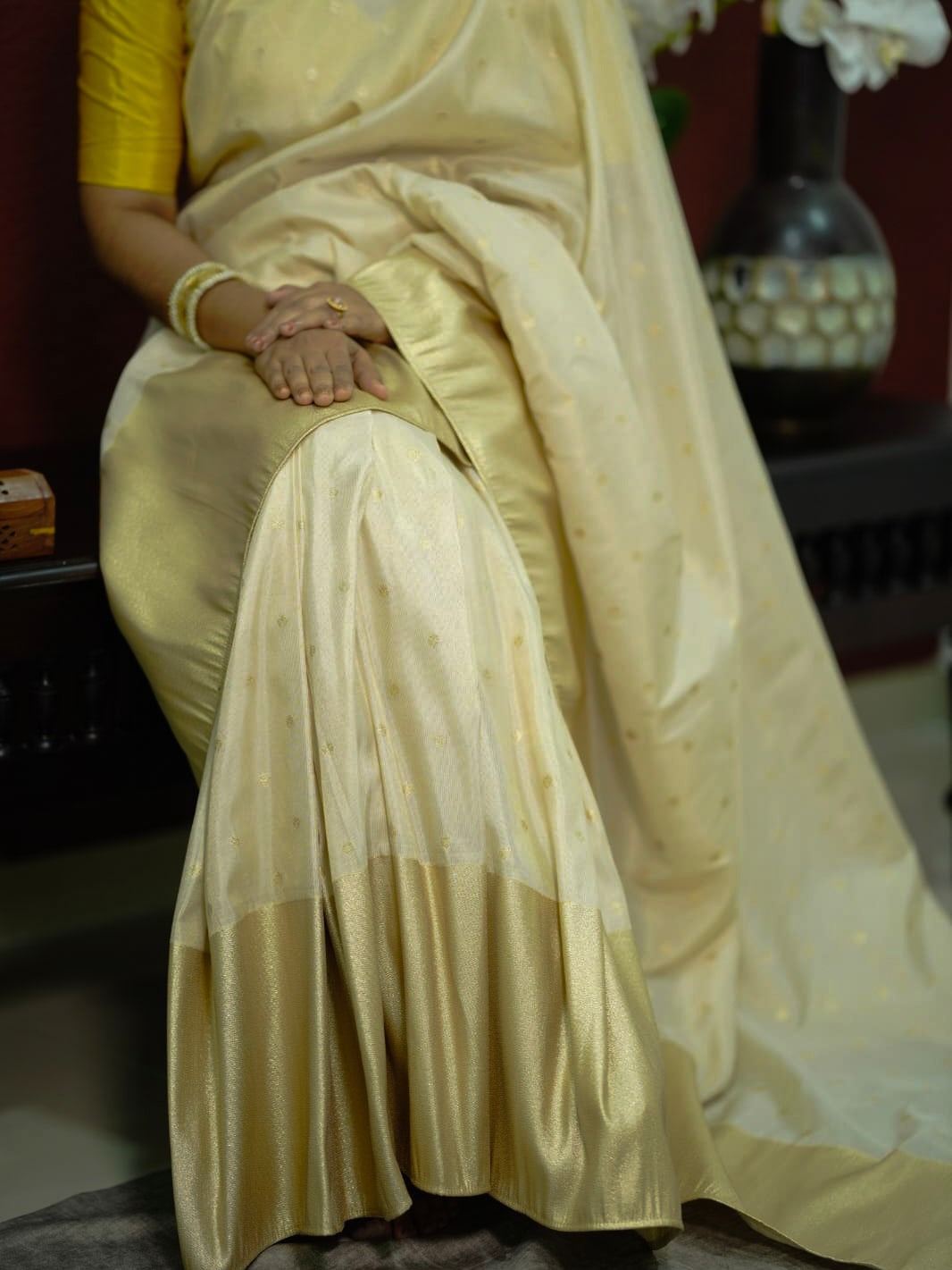 Tissue silk saree golden -S255