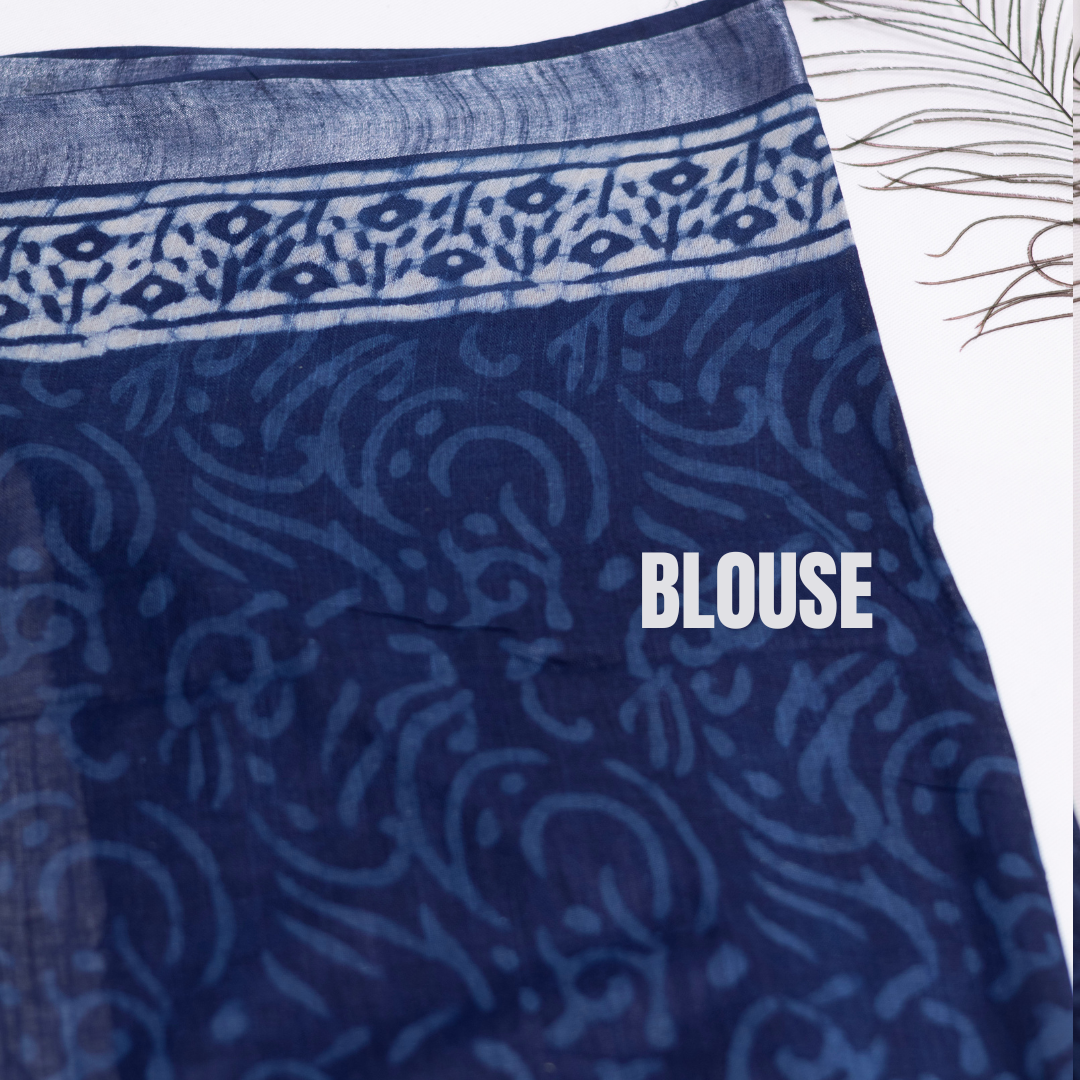 Bagru/dabu printed Linen-cotton saree-S152(A)