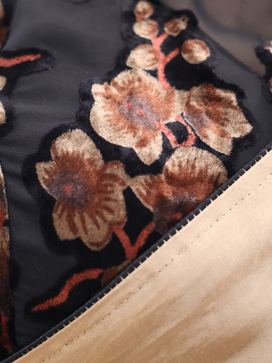 Velvet Whisper – Champagne Satin Modal Silk Saree