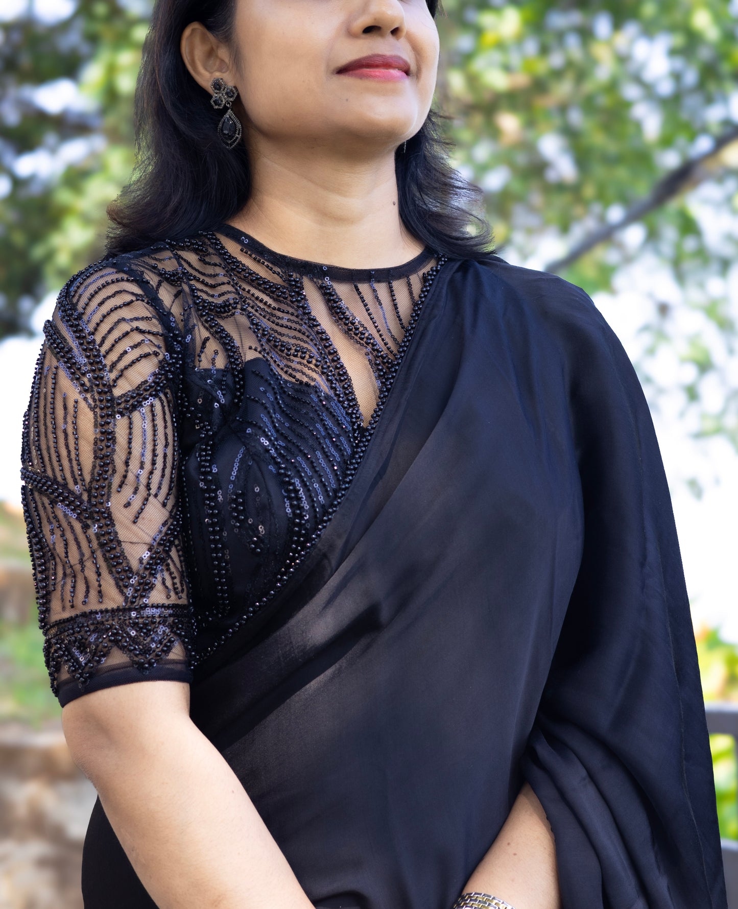 Black Midnight Edit- modal satin silk saree