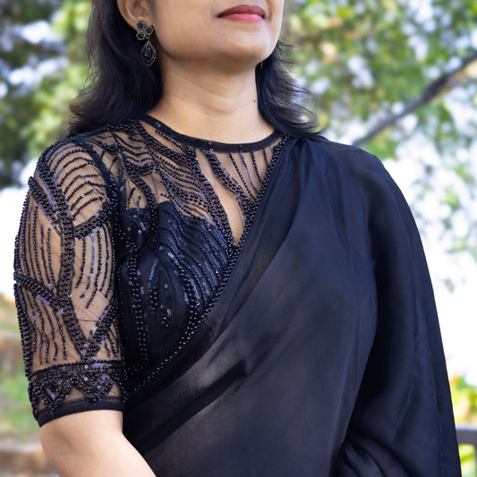 Black Midnight Edit- modal satin silk saree